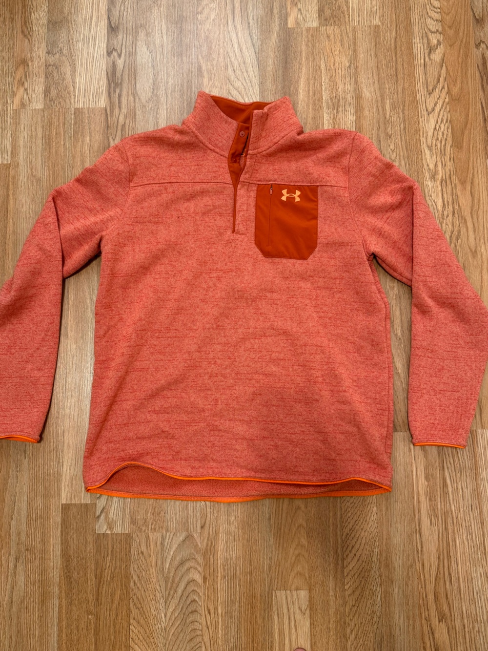 Under Armour Men’s Heathered Orange Zip Pullover with Contrast Pocket